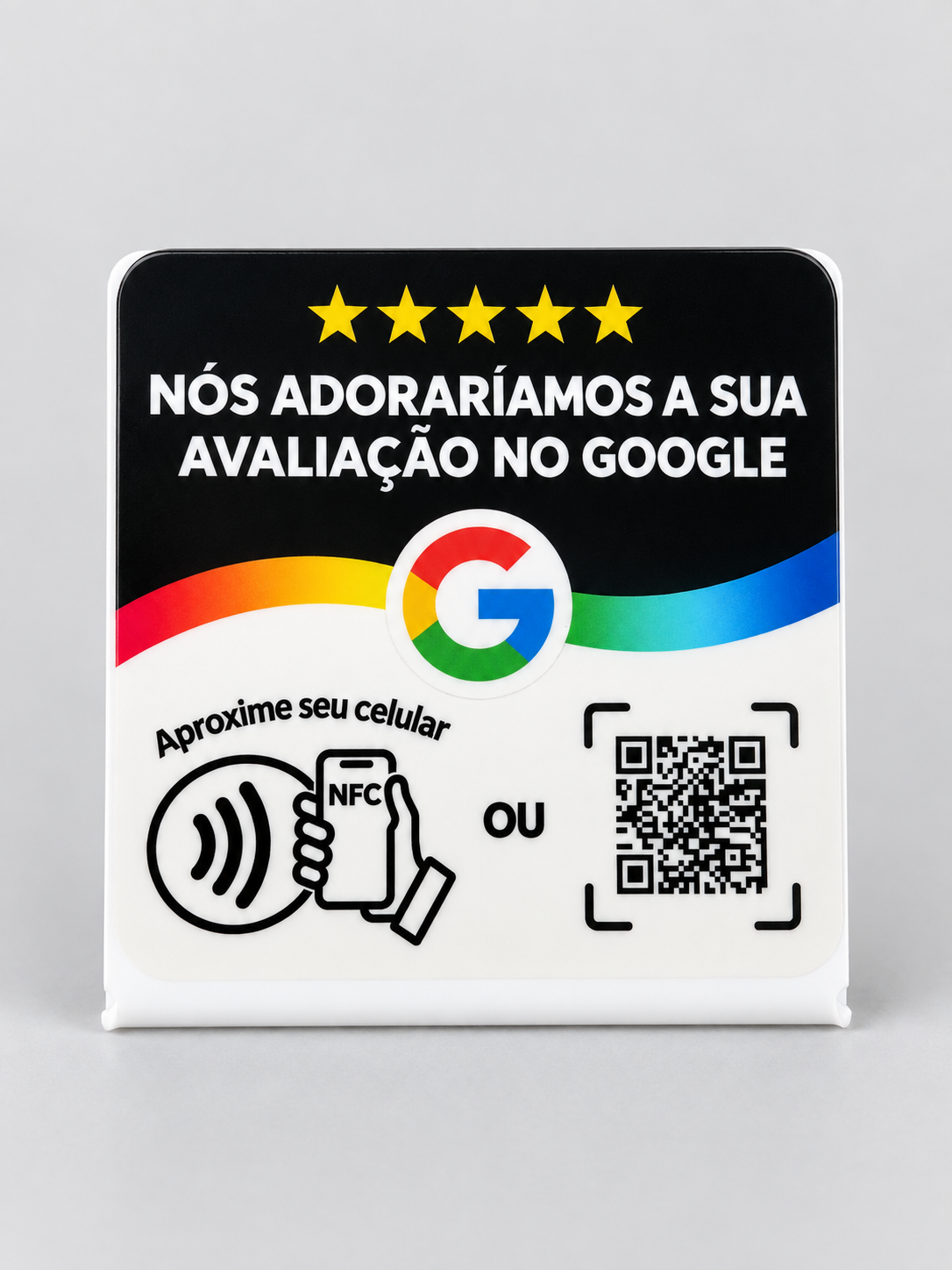 Placa preta Ten Brinde de avaliação Google em pé